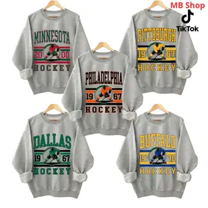 Vintage Hockey Crewneck Sport Grey Sweatshirt | Retro Athletic Graphic Sweatshirt | USA Streetwear PTS