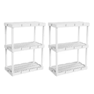 Gracious Living Knect A Shelf 3 Shelf Interlocking Organizers, White (2 Pack)