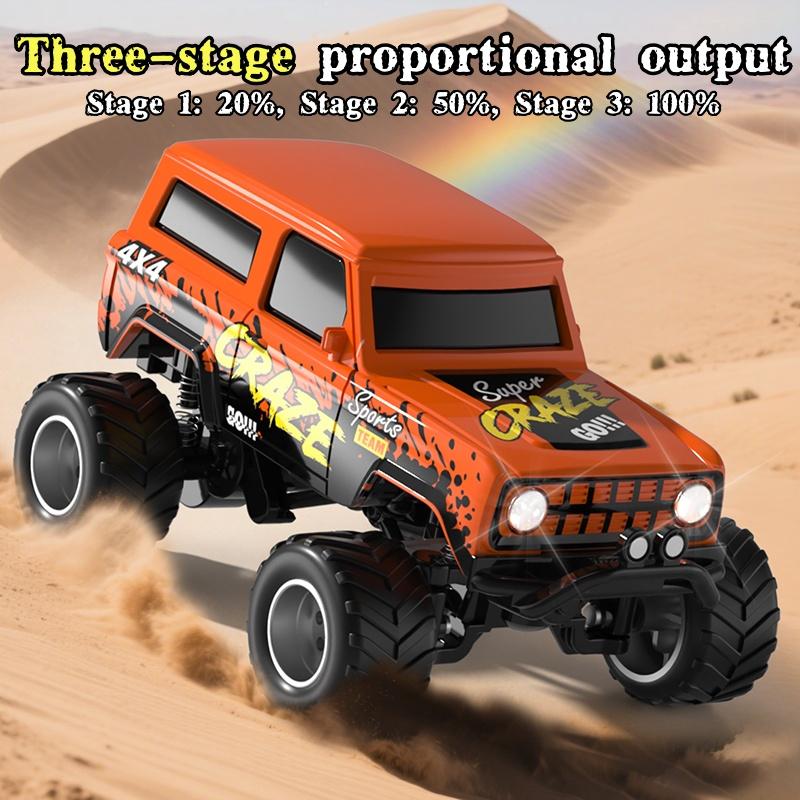 Mini RC Truck 1:64 Scale Monster Truck Remote Control Car with Lights 2.4 GHz Mini Alloy Remote Control Adjustable Speed and Steering Red Blue Green Compact On-the-Go Design