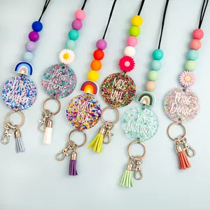 Glitter Teacher Lanyards - Personalized Lanyard with Name and Badge Holder - Cute Teacher Lanyard - By the Graces - Beaded Lanyard