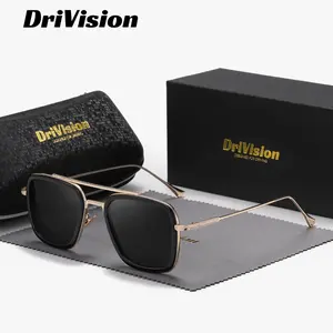 Drivision Unisex Premium Craftsmanship Fashion Square Frame Outdoor Driving Sunglasses UV400