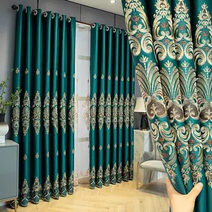 European Style Thick Embroidered Curtains, Full Light Blocking Insulated Ready Made Drapes for Bedroom Living Room, Luxurious Lightweight Design, Decorative Curtains, Thermal Insulated Curtain