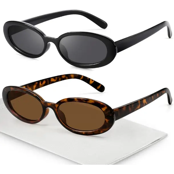 Sunglasses Womens Retro Oval Sunglasses for Women Men Fashion Small Oval Sun Glasses 90s Vintage Driving Shades