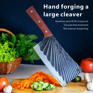 Stainless Steel Meat and Vegetable CleaverKnifewithErgonomic and Sturdy Wooden HandleScratchResistant,8Inches