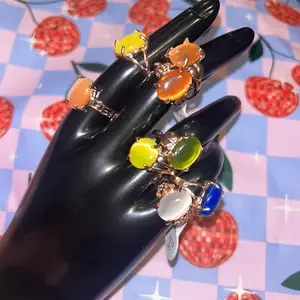 Unique Gemstone Rings - Assorted Colors in Silver, Gold, Blue, Green & Orange - Elegant Design for Everyday Wear