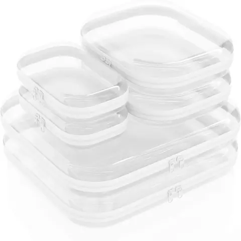 Clear Hard Shell Zippered Cases, Dustproof PVC Laces Closure Storage Bins, Waterproof Cosmetic & Toiletry Storage Bags, Travel Makeup Brush Case, Storage Organizer Set for Bead & Small Objects, Multi-Functional Portable Travel Organizer, Travel Mate