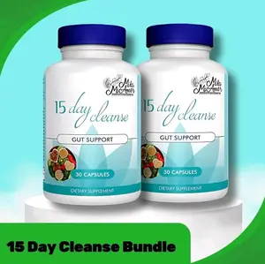 2 x 15 Day Cleanse Bundle- Gut and Colon Support | Caffeine Free | Advanced Formula with Senna, Cascara Sagrada, & Psyllium Husk | Non-GMO | 60 capsules