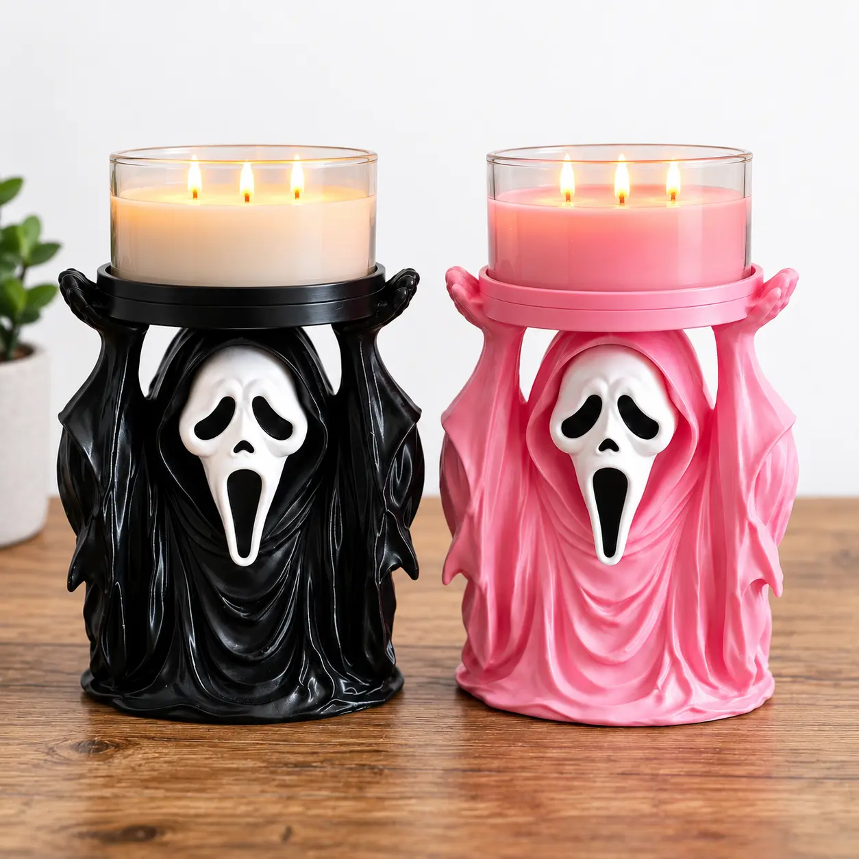 3D Printed Ghost Face Candle Stand, Home Decor Ornaments for Halloween Decor, Holiday Party, Kids' Rooms
