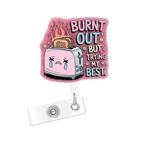 Acrylic Bling Retractable Badge Reel, 1 Count/3 Counts Belt Clip Retractable Name Badge Holder for Nurse Doctor Student Worker Volunteer