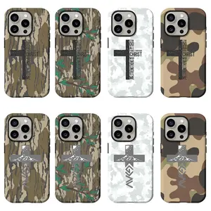 Rugged Mountain Cross Christian Camo Art Phone Case for iPhone 17 Pro Max Air 16 Pro 15 14 Plus 13 12 11 and Samsung S26-S23 Plus Ultra Slim Protective Bumper Case