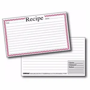 Labeleze Recipe Cards with Protective Covers 3 x 5 - Red Checks
