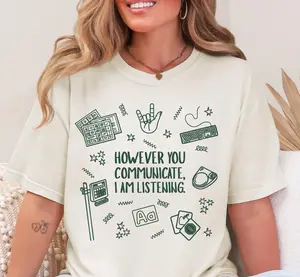 Comfort Colors Speech Therapy AAC T-Shirt, BCBA ABA Teacher Shirt, Inclusion Communication Graphic Tee, Special Education Gift for Speech Pathologists - ShamCren