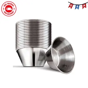 1.5 oz Stainless Steel Condiment Cups (12 Pack), Individual Portion Dipping Sauce Cups