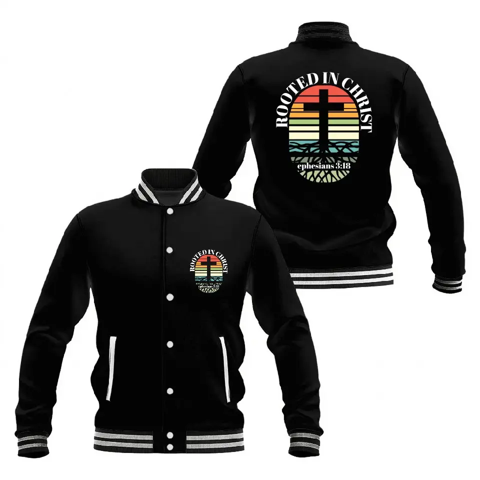 Rooted In Christ Ephesians 3:18 Bible Verse Jesus Baseball Jackets