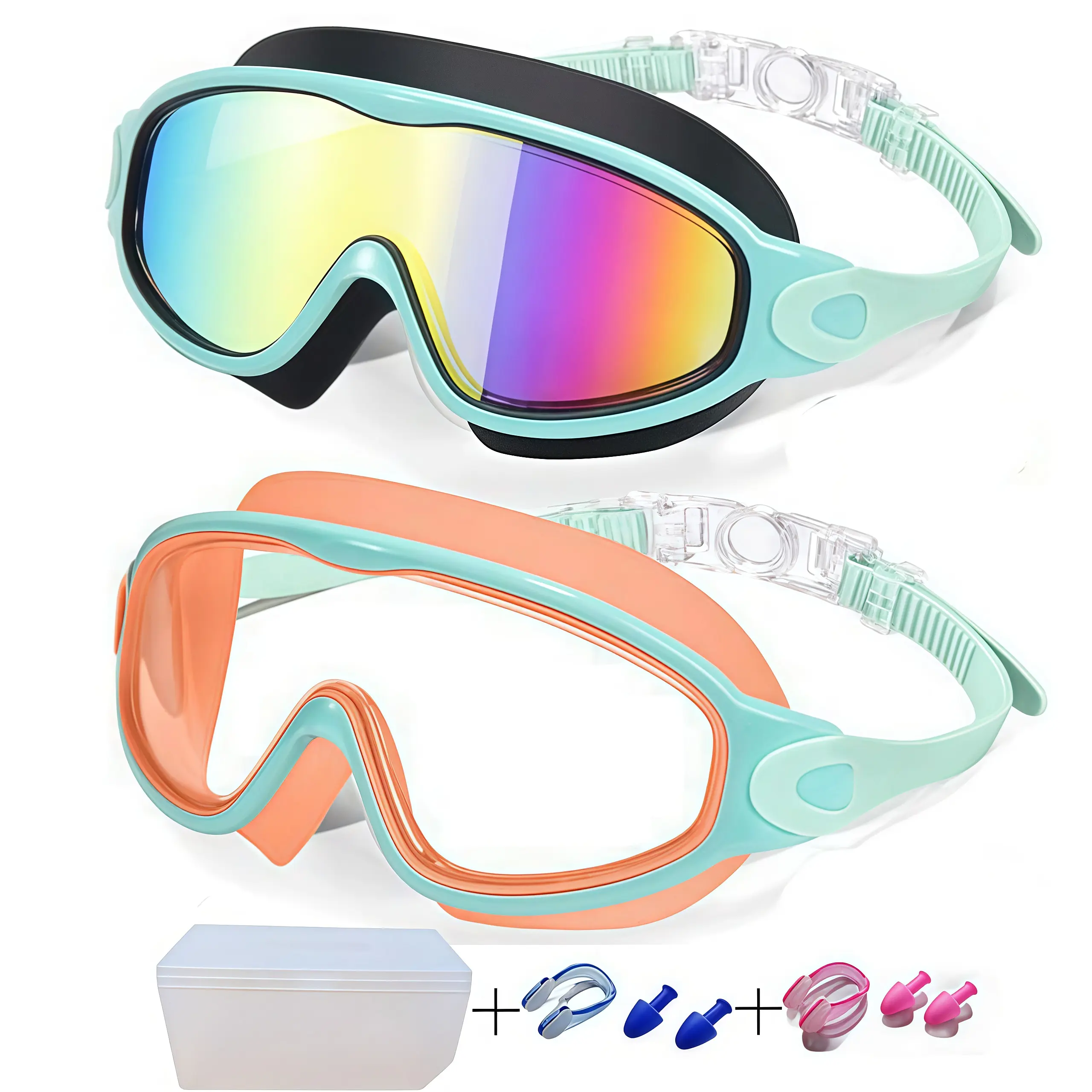 2 Pack Kids & Adults Swim Goggles for 3-15, Teens aged 16 and above UV Protection Anti-Fog Pool Water Swimming Goggles For Boys Girls Youth Toddler Men And Women. Swim Glasses
