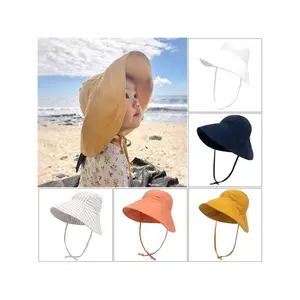 Wide Brim Kids Linen Sun Hat – Breathable UV Protection Toddler Bucket Hat - Baileys