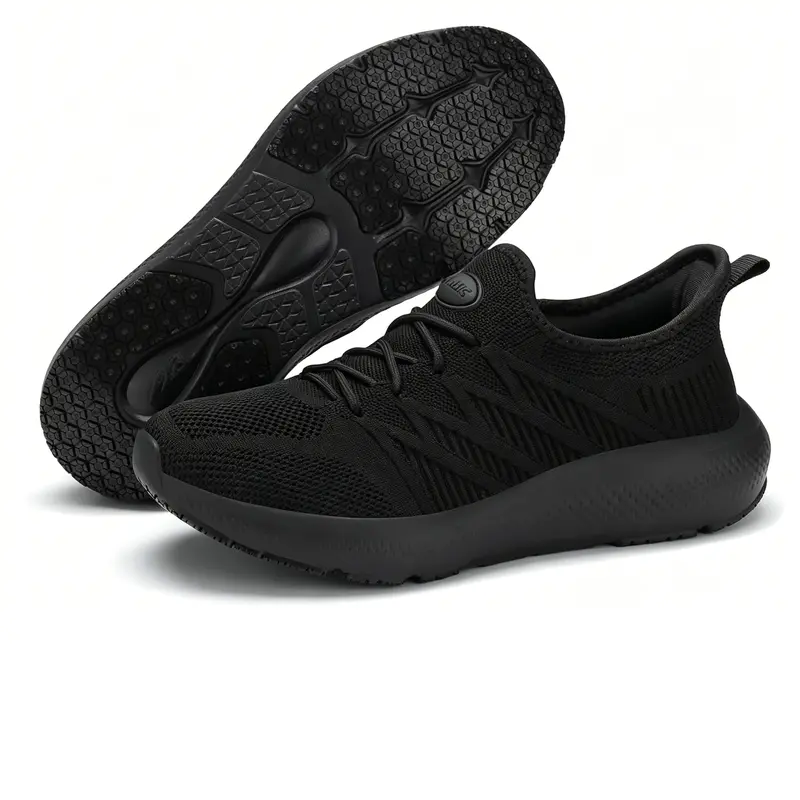 Slip Resistant Work Shoes for Women & Men, Non-Slip Slip-On Sneakers, Resistant Kitchen Chef Shoes, Breathable Food Service Shoes with Thick Cushioned Sole