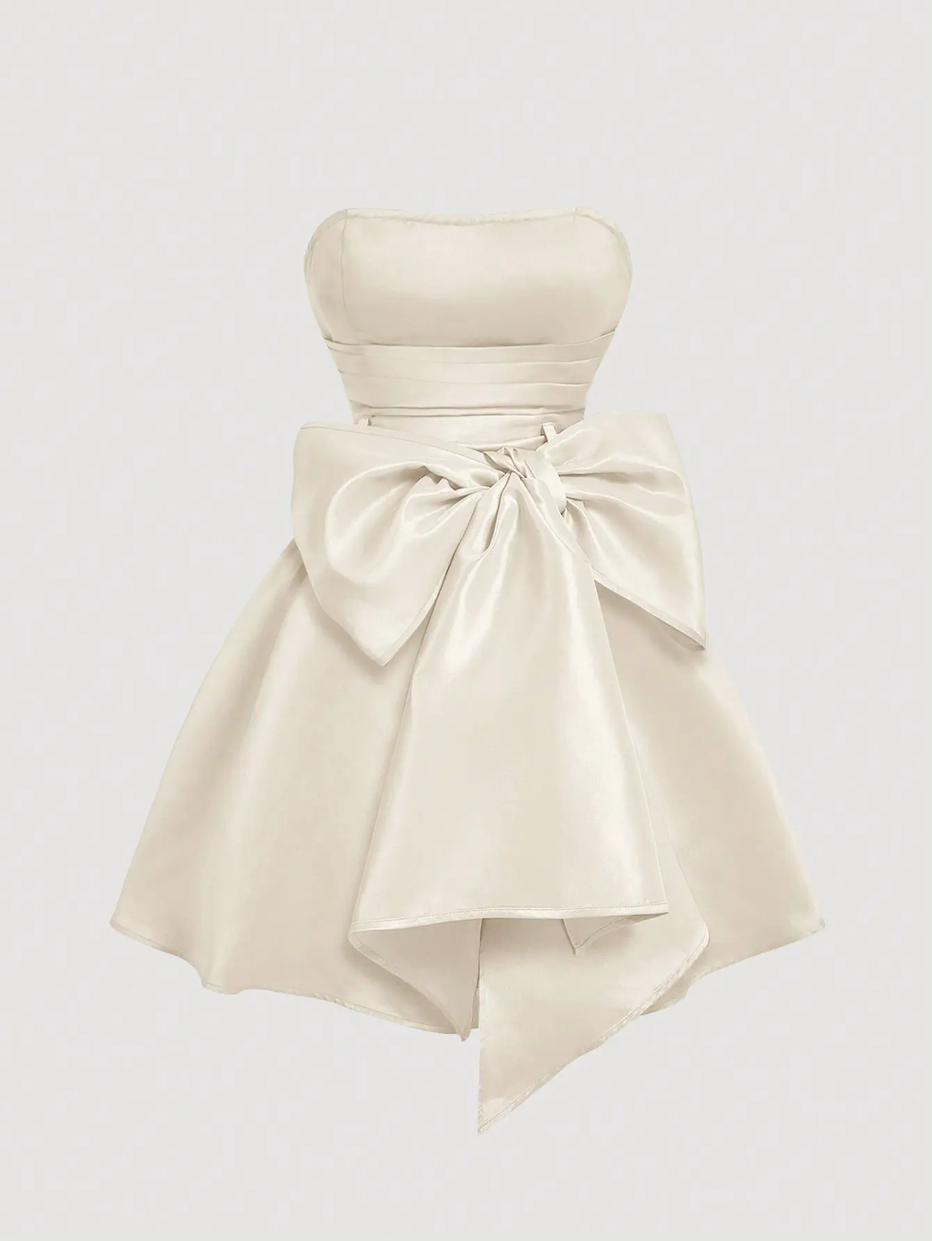 Beige Graduation Dress Strapless Mini Party Dress with Bow & Zipper High Waist Slim Fit Summer Plain Woven Polyester Asymmetrical Hem - TikTok Shop Beige Graduation Dress Strapless Mini Party Dress with Bow & Zipper High Waist Slim Fit Summer Plain Woven Polyester Asymmetrical Hem - TikTok Shop
