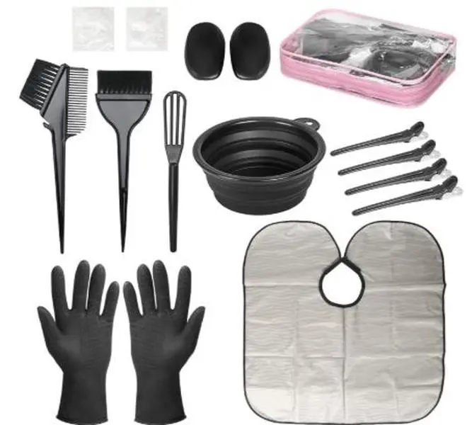 16 Pieces Hair Dye Coloring Kit- Hair Tinting Bowl, Hair agitator, Dye Brush, Ear Cover, Hairpin, Hair Coloring Cape For Hair Dye Tools