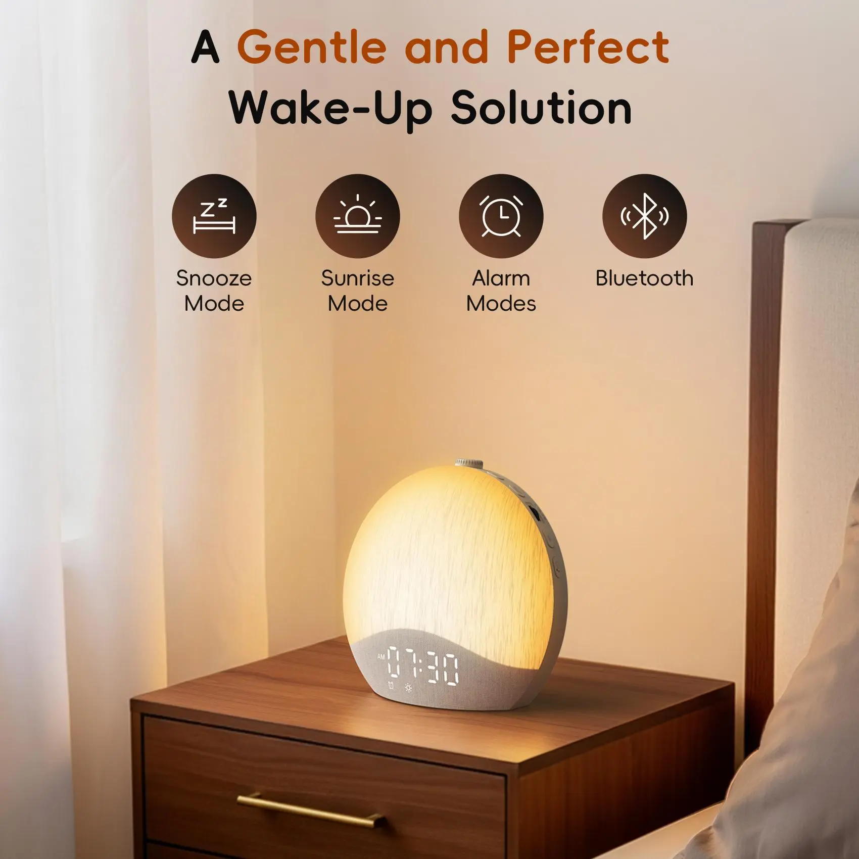 ecozy Upgraded Sunrise Alarm Clock for Heavy Sleepers, Smart Wake