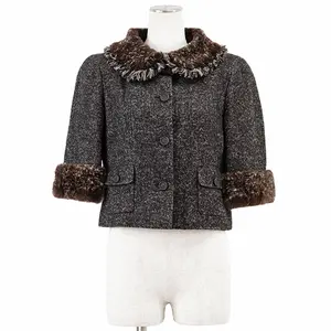 Pre-owned CHANEL Wool Small Leather Goods 05A P26778 Herringbone Tweed Jacket