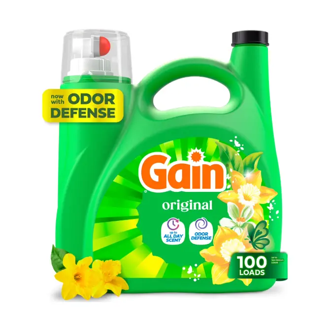Gain Laundry Detergent Liquid, Now with Odor Defense, Original Scent, 132 fl oz, 100 Loads
