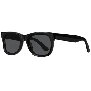 LEHAMI Classic Polarized Sunglasses for Women Retro Square Frame Womens Sunglasses UV400 Protection Trendy Shades Fashion Sun Glasses, Black/Gray Lens