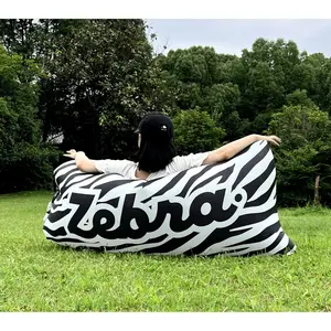 Outdoor inflatable sofa, air sofa, black and white checkered, music festival printed picnic mat, equipment, camping supplies, easy to store