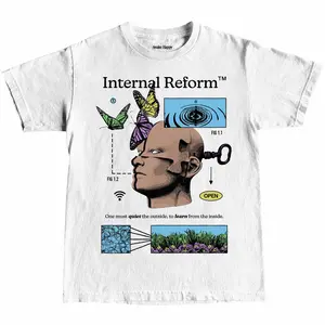 Awake Happy - Internal Reform Color Tee Cotton Unisex Womens Menswear Tshirt Top Relaxed Fit Soft Man Streetwear Casual DTG Printed Mindfulness Spiritual Motivational Self Help Mental Health