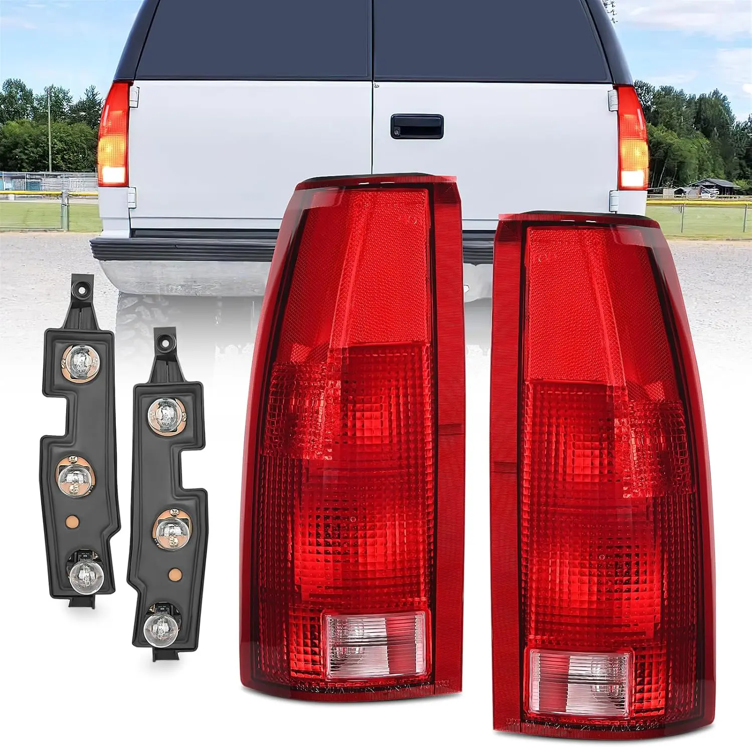 Nilight Automotive Taillight Assembly with Bulbs, Compatible with 1988-1999 Chevy GMC C/K Suburban Blazer Tahoe Yukon, 1999-2000 Cadillac Escalade, Pair