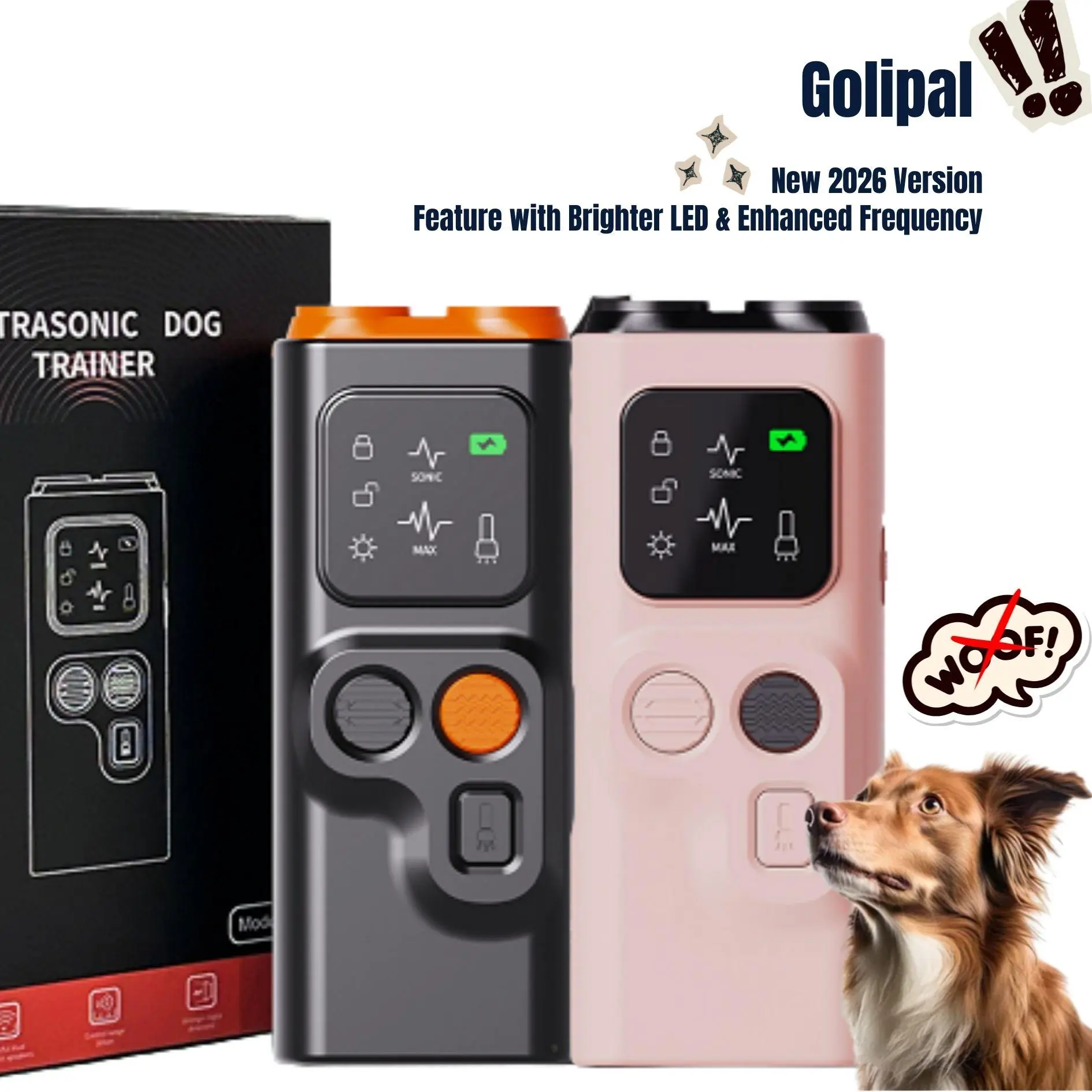 GoliPal 2025 Ultrasonic Dog Bark Control Device - Long-Range Training Aid, No Shouting or Swatting, Point and Click to Halt Unwanted Behavior