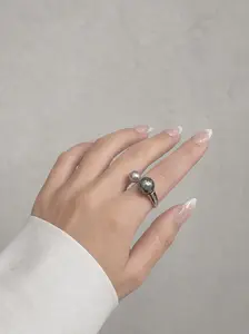 Dual Pearl Open Ring