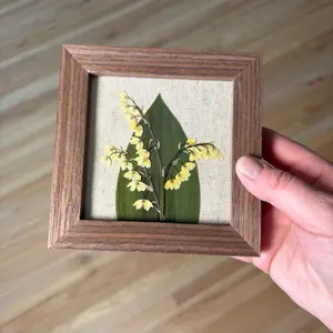 Lily of the Valley framed pressed flower. May birth month flower. Real flower. Unique gift. Wood or white frame.