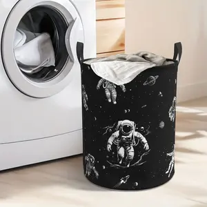 The Humorous Astronaut Laundry Basket Is Foldable and Has A Handle. Galaxy Tote Bag, Oxford Cloth, Planet Laundry Basket, Clothes Storage Bucket, Toy Storage Box. 19.6*15.7". Bathroom / Laundry / Bedroom. Laundry Basket, Local Warehouse, Laundry Basket