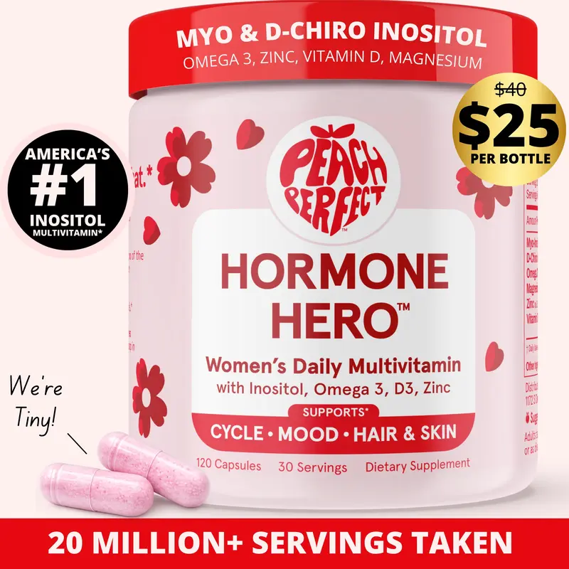 Peach Perfect Inositol Multivitamin - Peach Perfect Myo-Inositol, D-Chiro Inositol, Omega 3 Fitness Healthcare