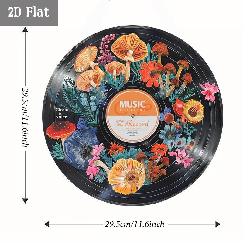 K Studio Hippie Style Decor, Room Aesthetic Poster Set, Plant Wall Art, Record Decoration, 4 Pieces 30cm X 30cm, Home Decor, Wooden Wall Art