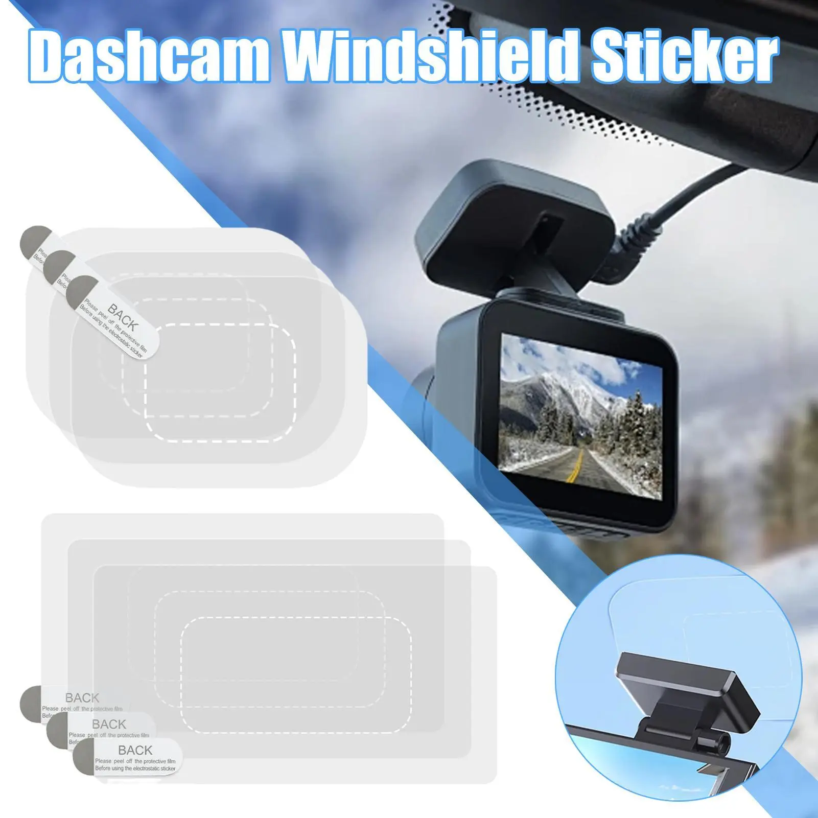 6pcs Electrostatic Films For Dashboard Cameras Windshield Mount Dashcams Stability Transparent Antifall Clear Adhesive Sticker
