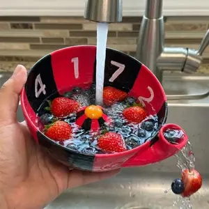 3D printed automatic fruit washing bowl, quick drainage, large capacity, rotating berry washing and draining bowl