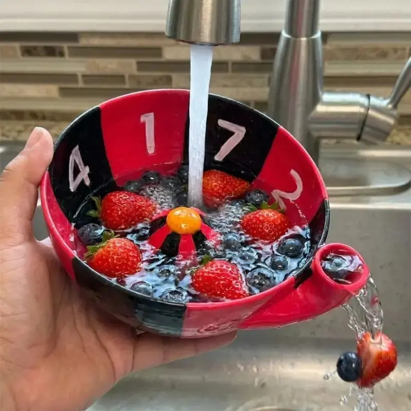 3D printed automatic fruit washing bowl, quick drainage, large capacity, rotating berry washing and draining bowl