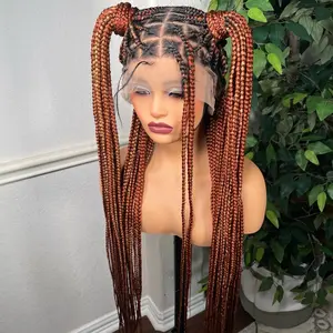 360 Full lace medium size Knotless braided box braid in 36 inches. made with hair blend lace. Medium  Cap size :21.5– 22.5”
