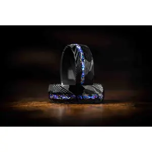 Nebula | Damascus Meteorite & Blue Sandstone Ring