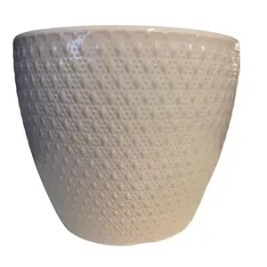 Ceramics Pot 5 Inch No Drainage Simple Design Pottery Item with Unique Texture Pattern