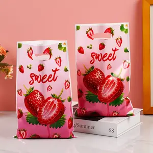 Strawberry Party Gift Bags, Party Goodie Bags, Pearlized Film Decorative Bags, Ideal for Baby Parties, Birthday, Wedding, Valentine's Day, Mother's Day, Christmas, Halloween