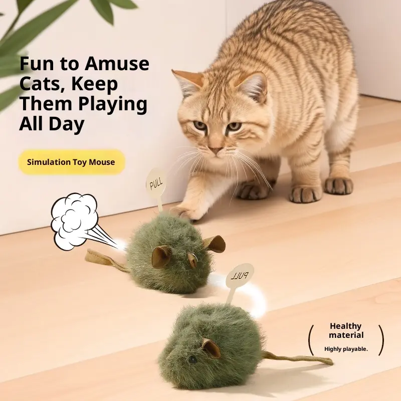 3-Pack Interactive Cat Toys – Realistic Plush Mouse Toys with Squeaky Sound, Catnip Enrichment Play Toys for Indoor Cats, Kittens & Adult Cats