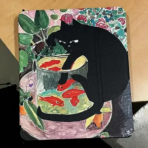 Art Oil Painting Cat Tri-Fold Case with Pen Slot, Anti-Drop iPad Mini 6, iPad Pro 11/13 Inch, iPad 10th Gen, Creative New Design