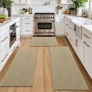 HEBE 3-Piece Machine Washable Soft Kitchen Rugs Set, Non-Slip Polypropylene Low Pile, Absorbent Dirt-Resistant Floor Mats for Entryway, Front of Sink, Machine Washable Rugs, Soft Washable Rugs summerwins
