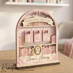 Coquette Book Tracker, Pink Bow Library Sign, Floral Books Read Counter, Aesthetic Bookshelf Decor, Personalized Girly Gift For Reader