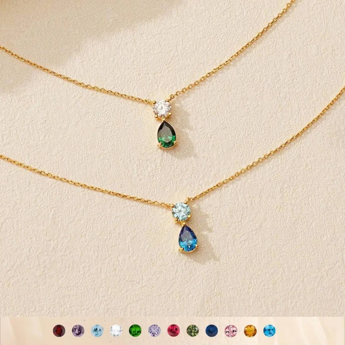 AS2102 Titanium Steel 12 Birthstone Pendant Necklace with Exquisite Chain Jewelry, April Birthstone Option, Personalized Stainless Steel Meaningful Gift for Men, Meaningful Gifts
