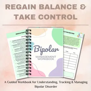 Bipolar Disorder Management Handbook, Emotion Tracking Journal, Mood Regulation Guide, Mental Health Diary, Depression & Mania Coping Skills Workbook