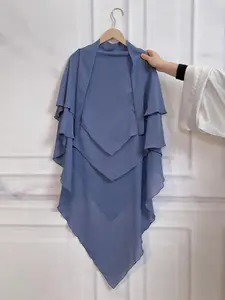 16 Colors Short Chiffon Khimar, Muslim Fashion High-Quality Fabric, Suitable for Adults and Kids, Essential Wear for All Seasons